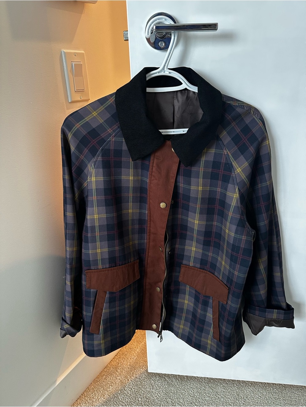 Barn jacket- navy & brown fall staple